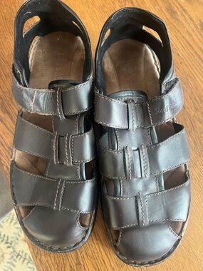 Josef Seibel Dark Brown Leather Strappy Fisherman Sandals